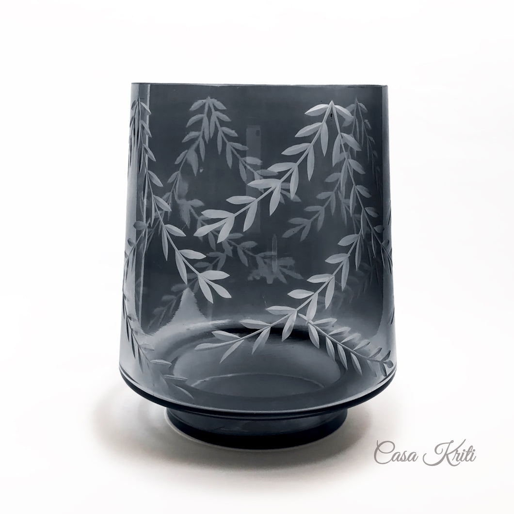 Black Floral Glass Vase | Casa Kriti