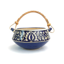 Load image into Gallery viewer, Blue Ceramic Basket Serving Bowl | Casa Kriti
