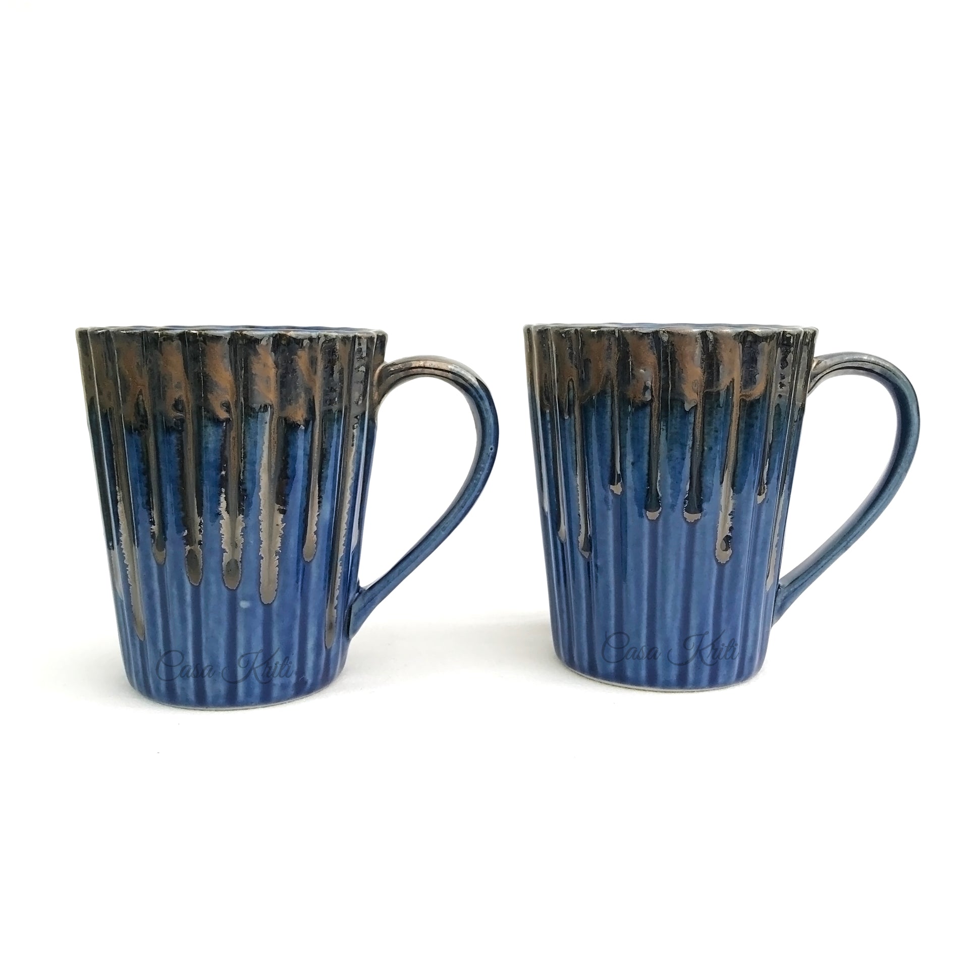 Blue Ceramic Coffee Mug Pair | Casa Kriti