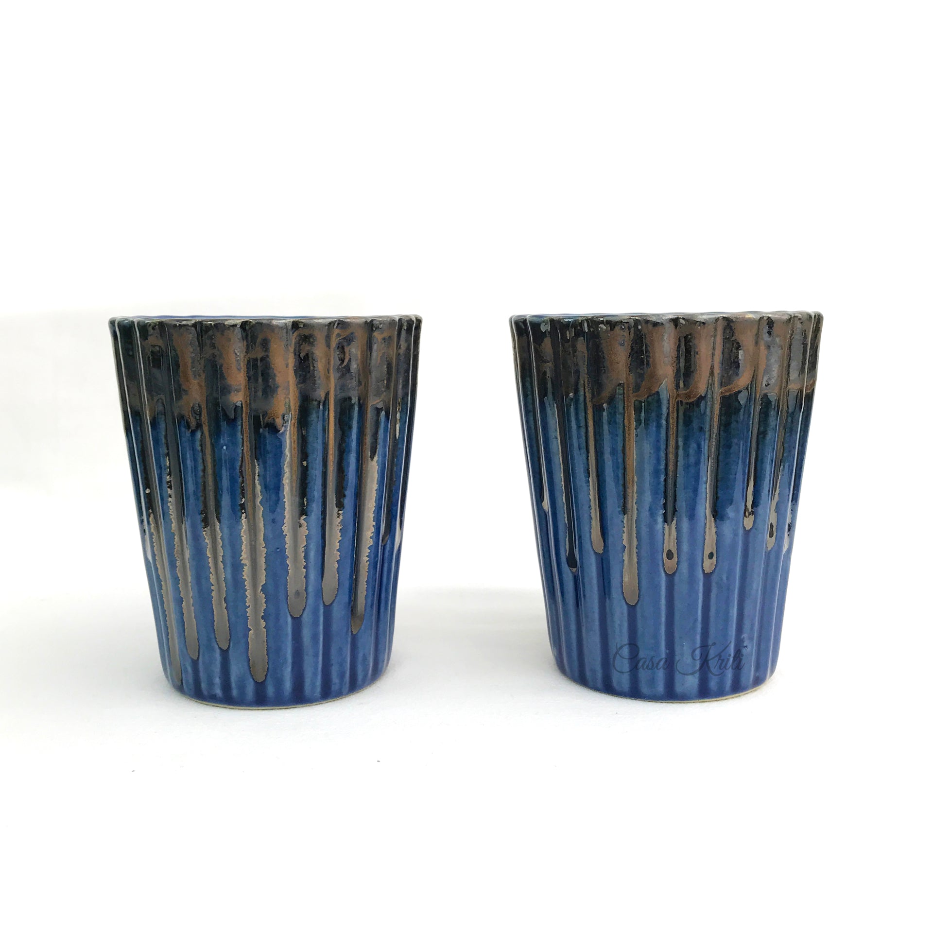 Blue Ceramic Coffee Mug Pair | Casa Kriti
