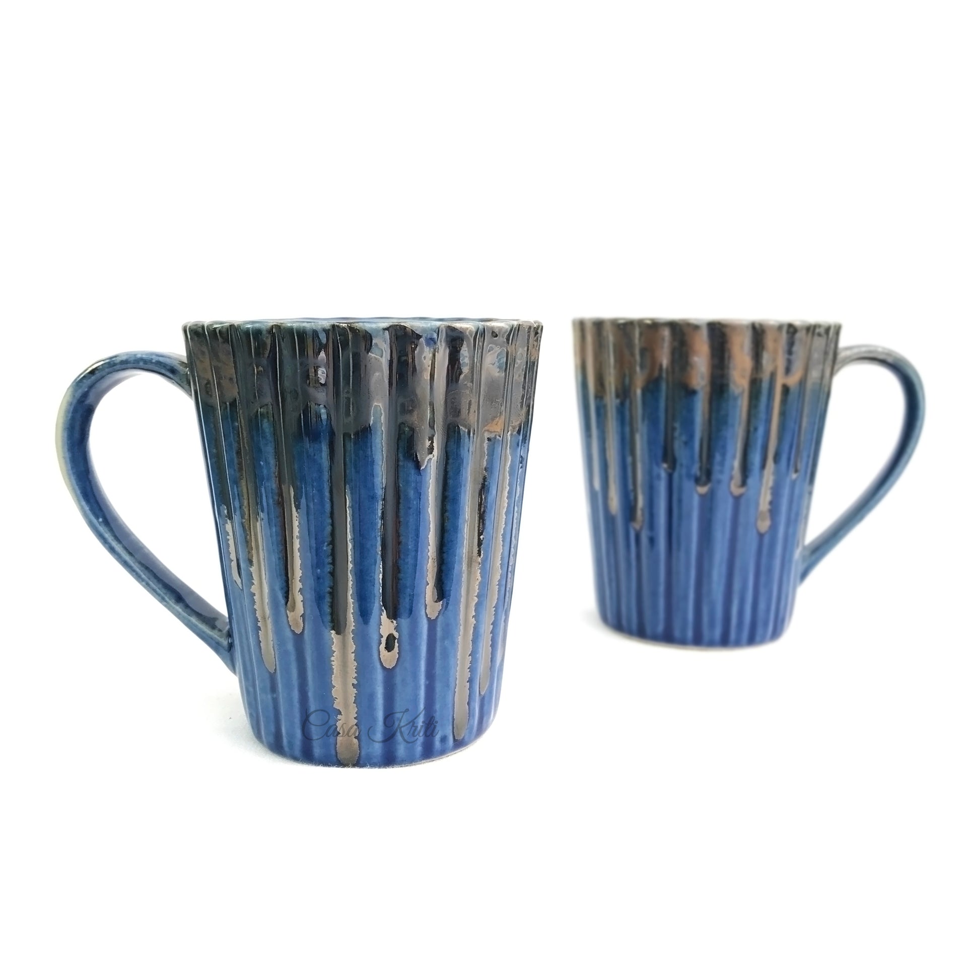 Blue Ceramic Coffee Mug Pair | Casa Kriti