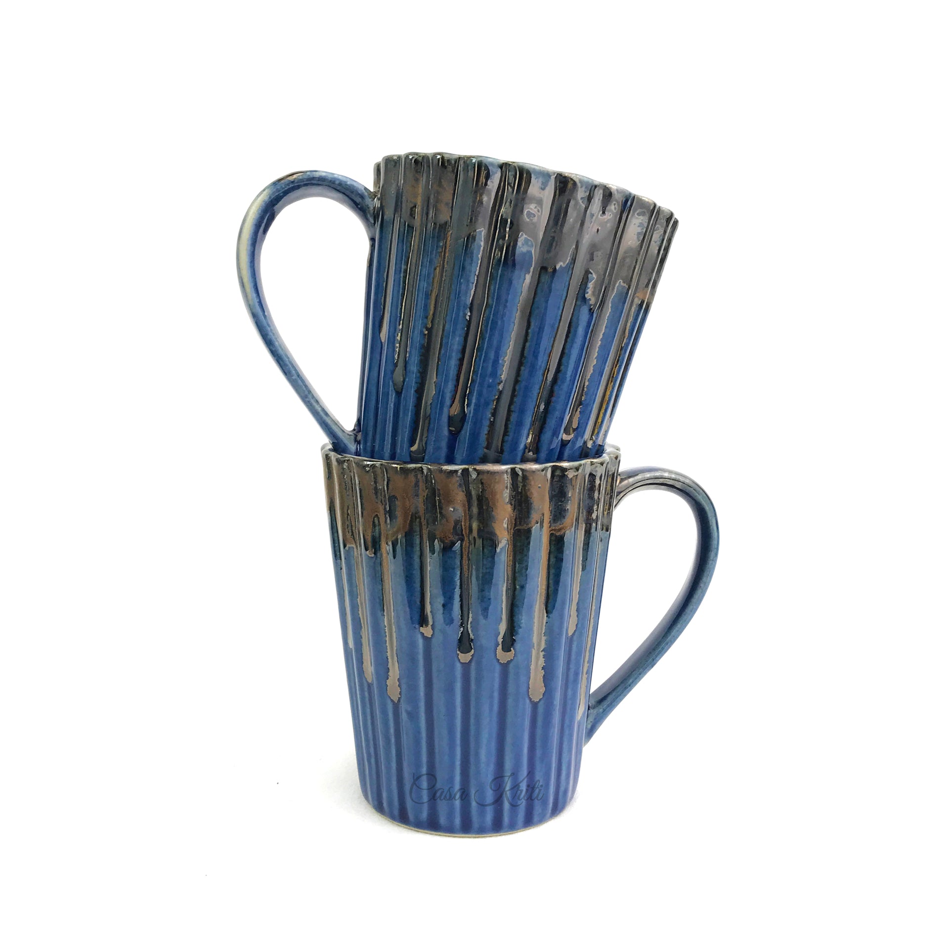 Blue Ceramic Coffee Mug Pair | Casa Kriti