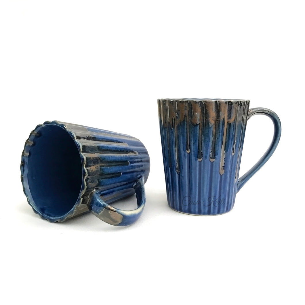 Blue Ceramic Coffee Mug Pair | Casa Kriti