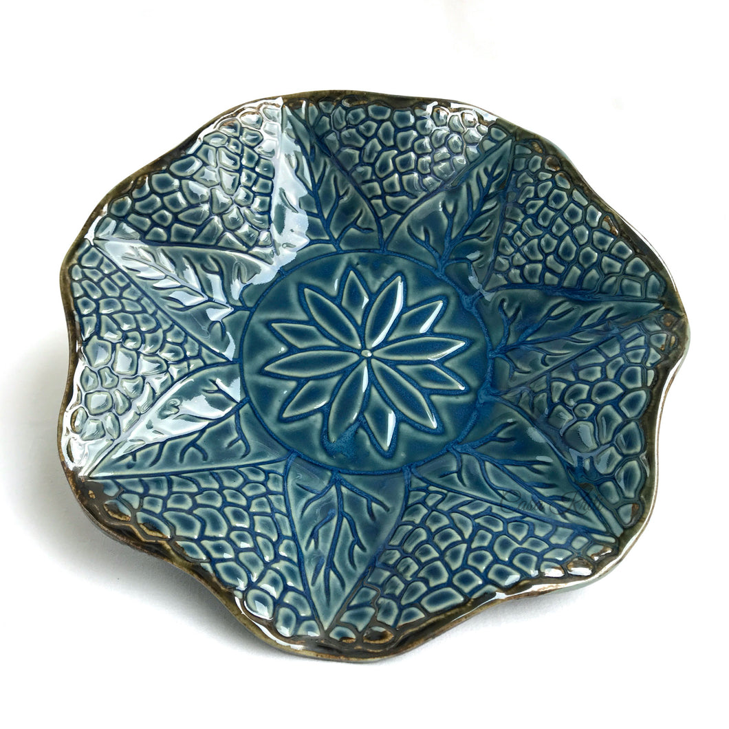 Blue Embossing Round Serving Platter | Casa Kriti