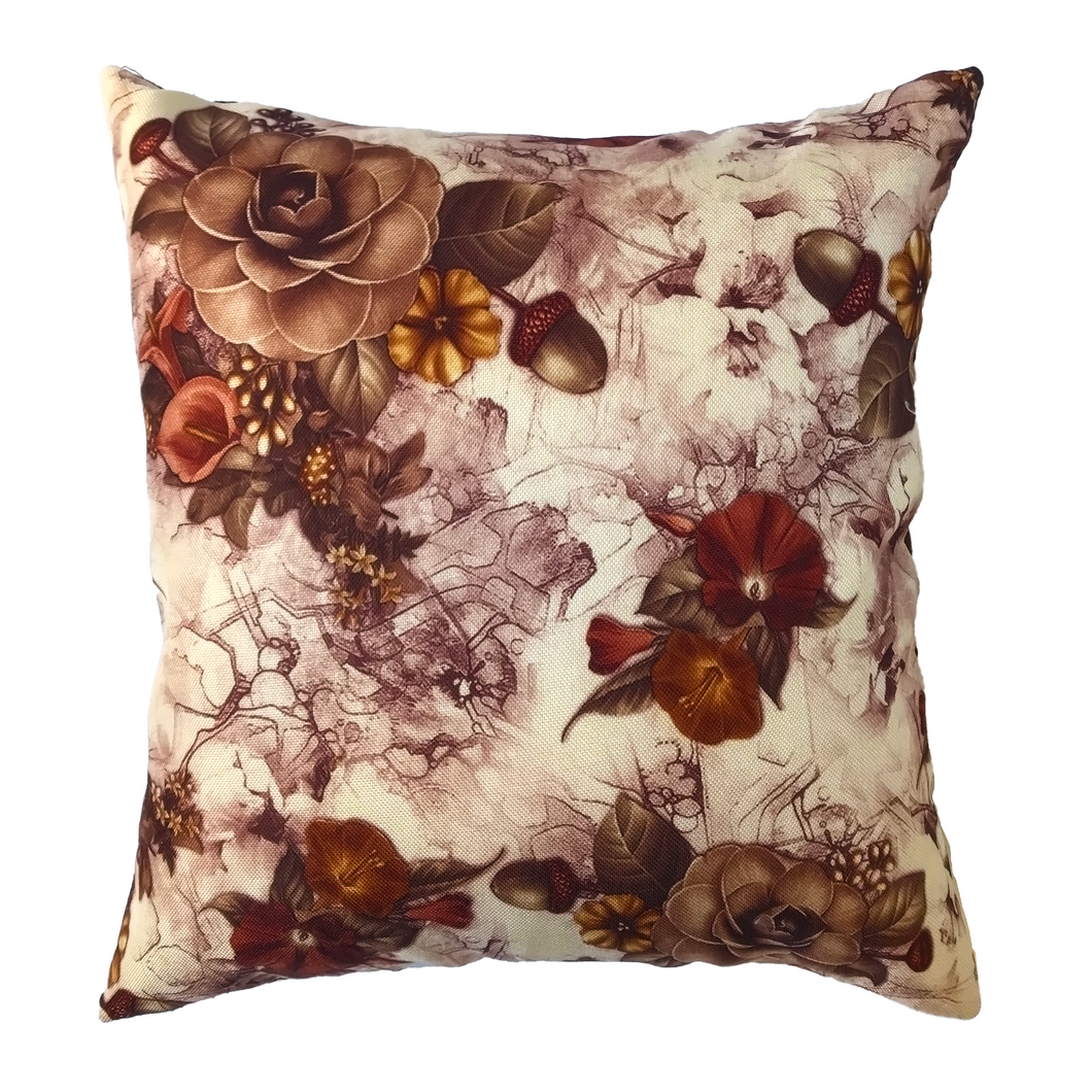 Brown Floral Cushion Cover | Casa Kriti