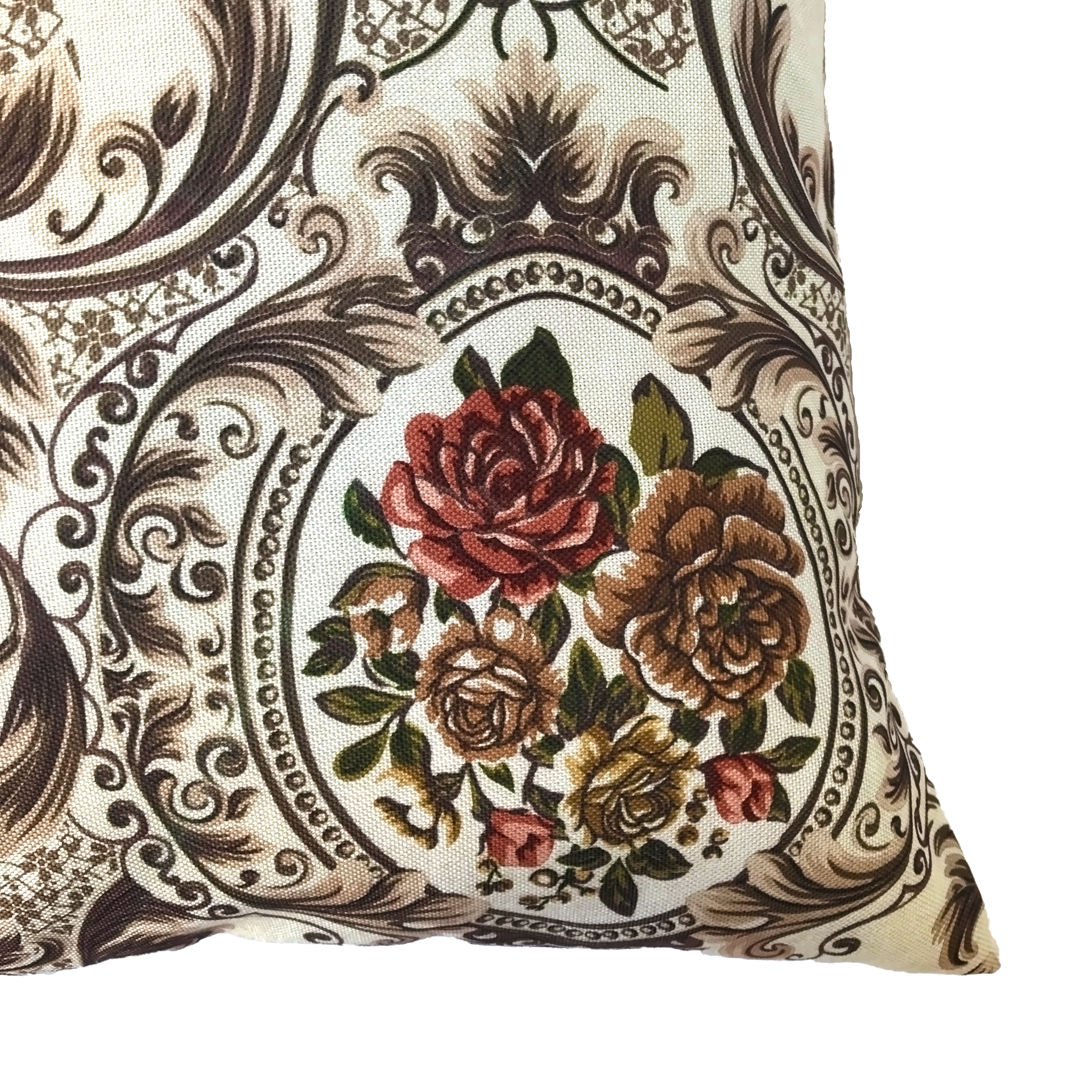 Brown Wild Floral Printed Cushion Cover | Casa Kriti