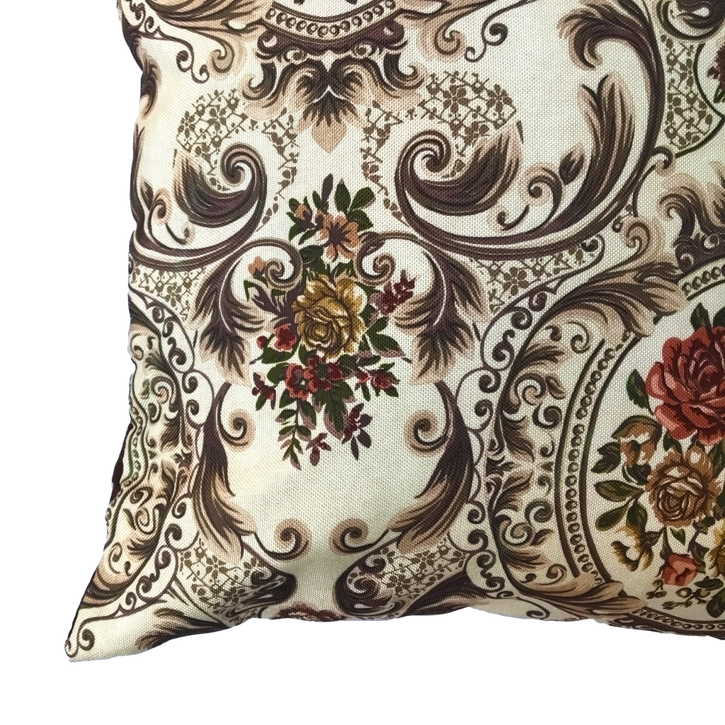 Brown Wild Floral Printed Cushion Cover | Casa Kriti