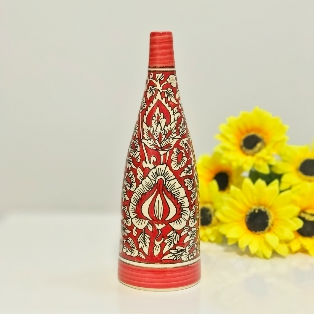 Floral Red Small Ceramic Vase | Casa Kriti