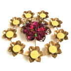 Gold Lotus Urli with 9 Tea Light Candle Holders | Casa Kriti