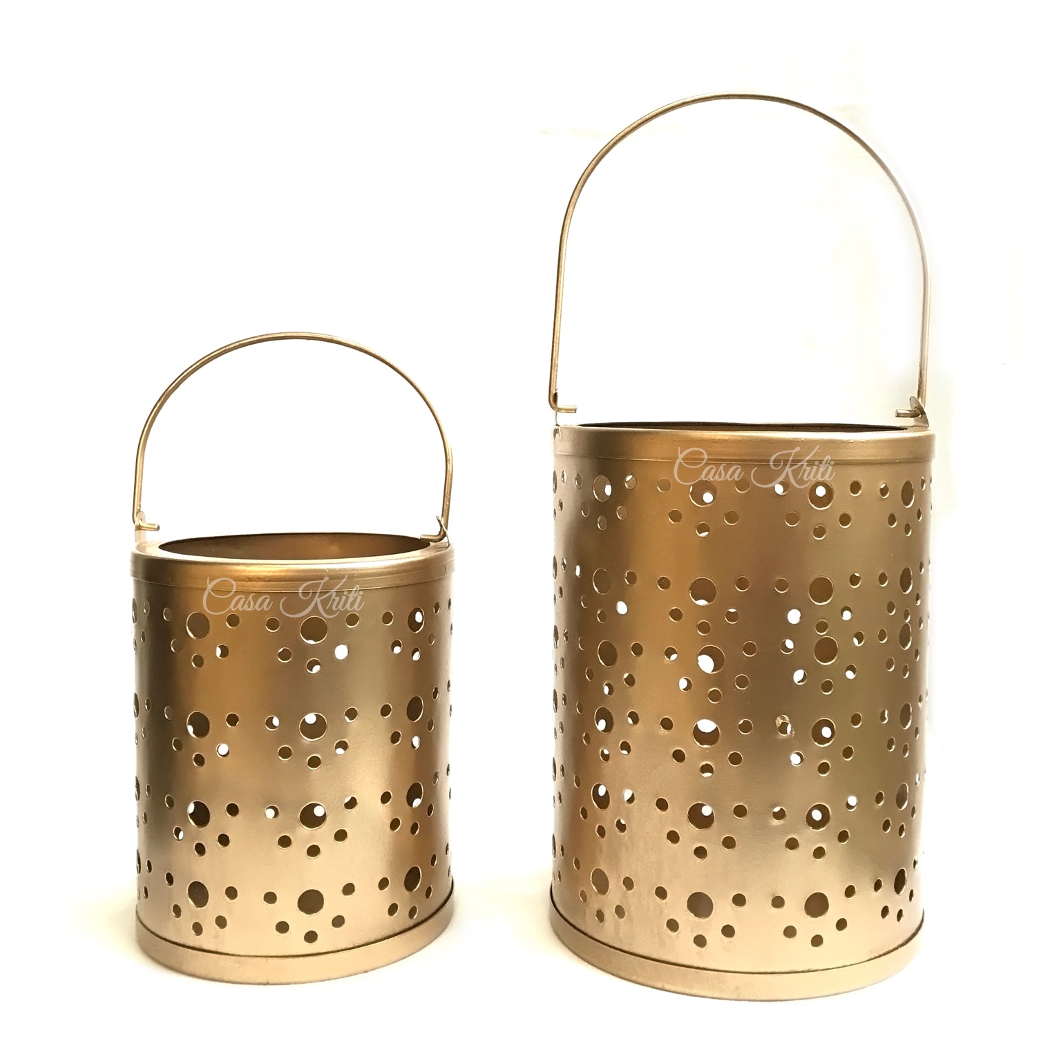 Gold Polka Dot Lantern Pair | Casa Kriti