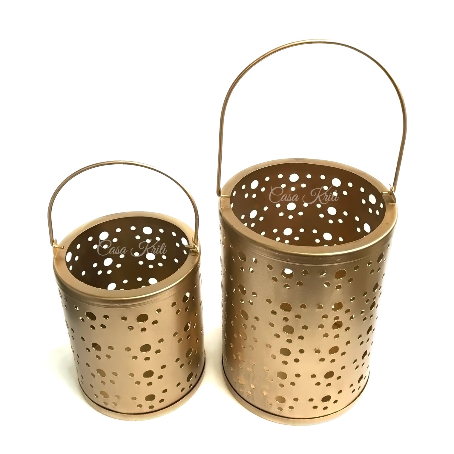 Gold Polka Dot Lantern Pair | Casa Kriti