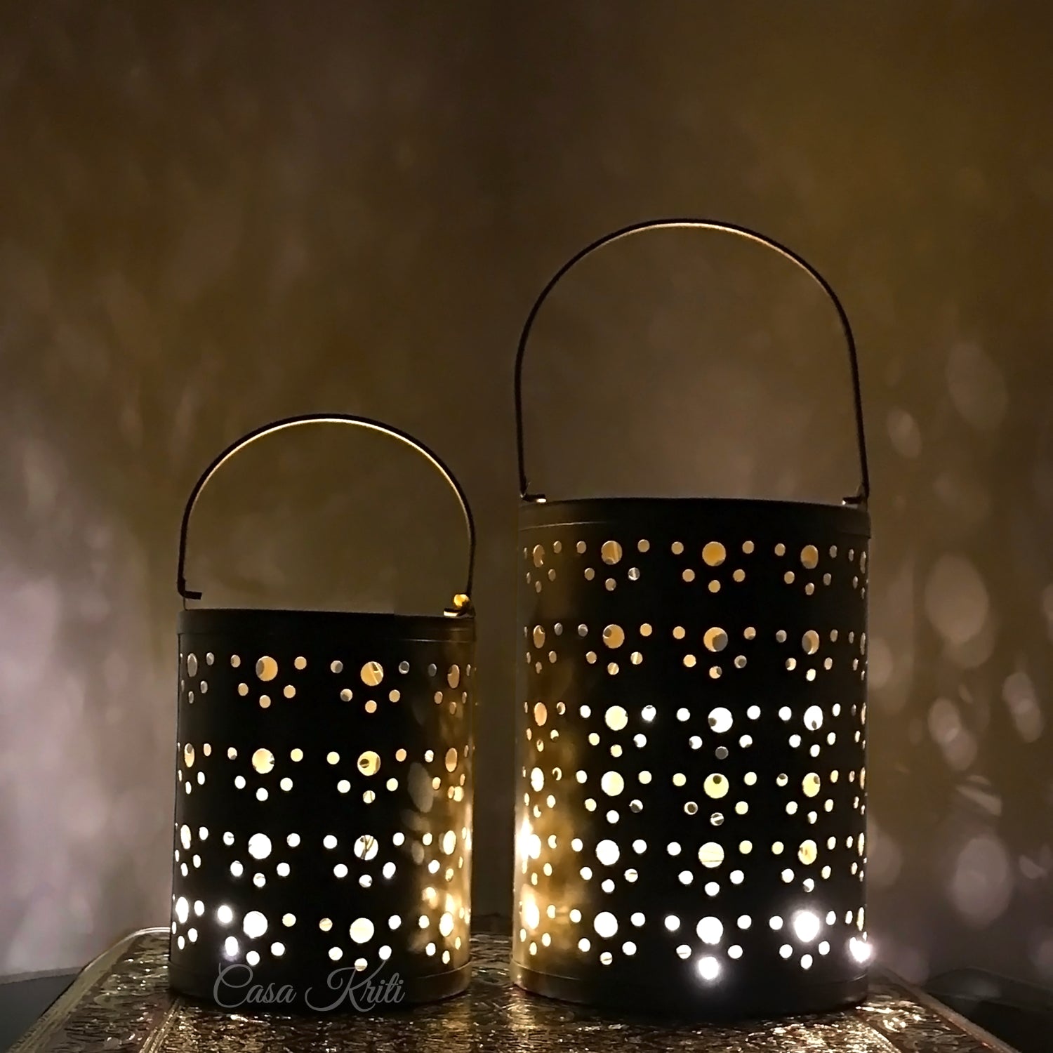 Gold Polka Dot Lantern Pair | Casa Kriti
