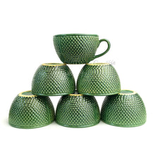 Load image into Gallery viewer, Green Soup Mugs with Spoons Set of 6 | Casa Kriti

