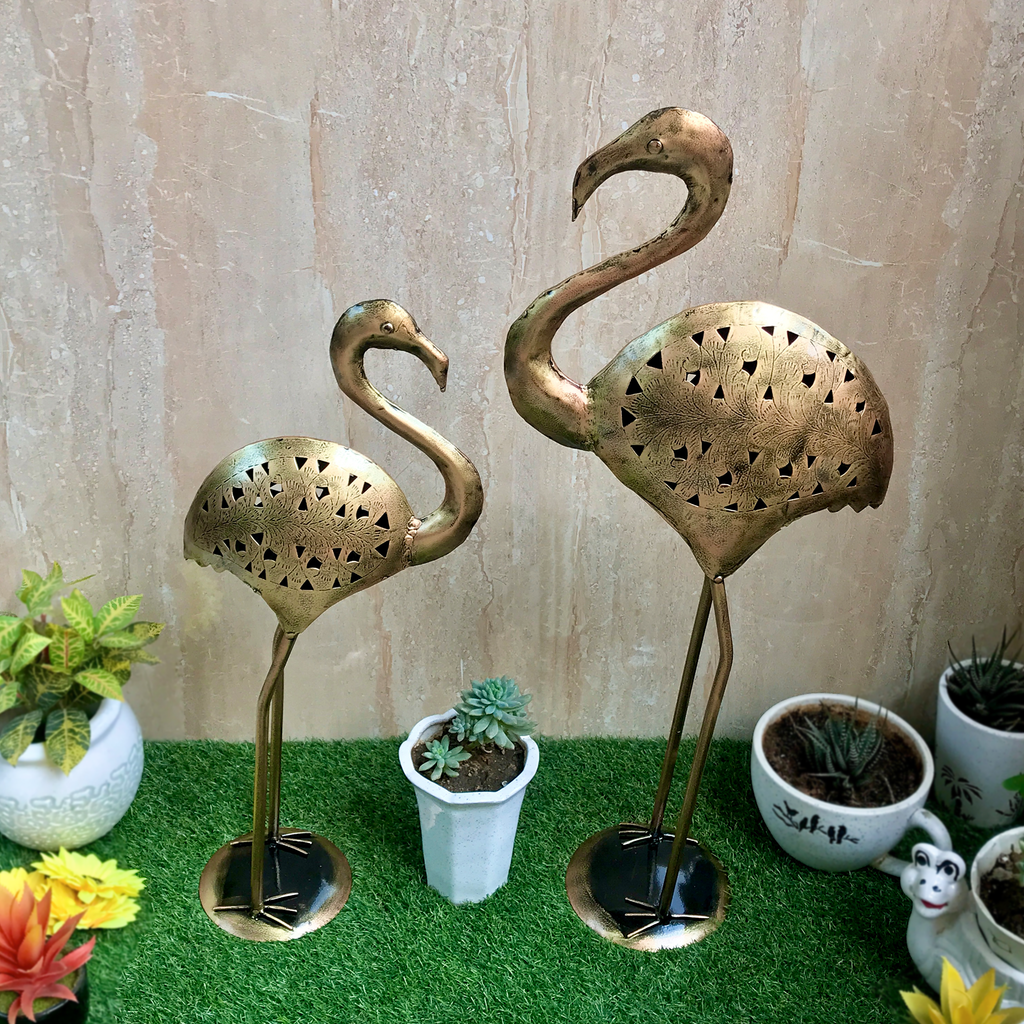 Long Necked Crane Tall Candle Stand Set of 2 | Casa Kriti