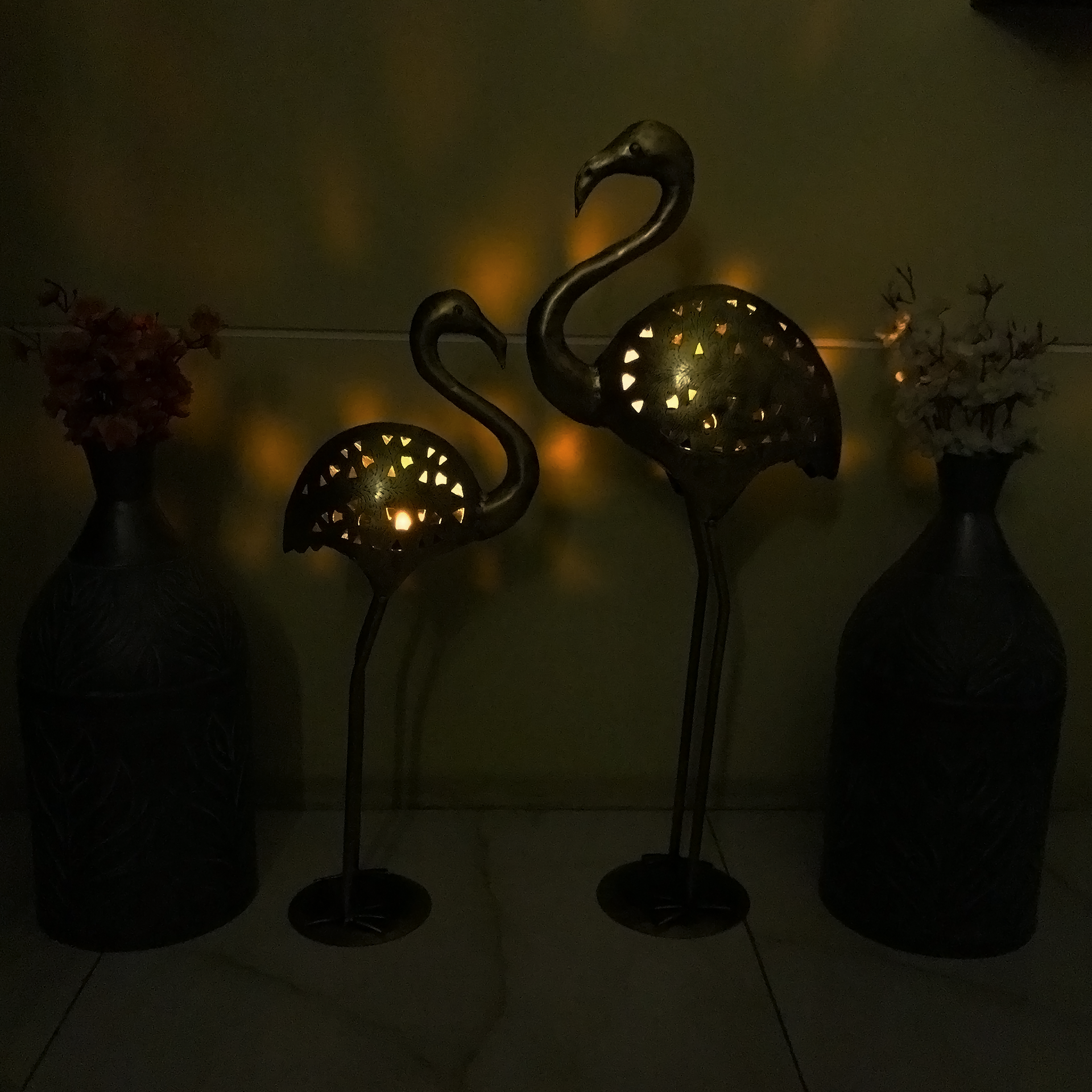 Long Necked Crane Tall Candle Stand Set of 2 | Casa Kriti