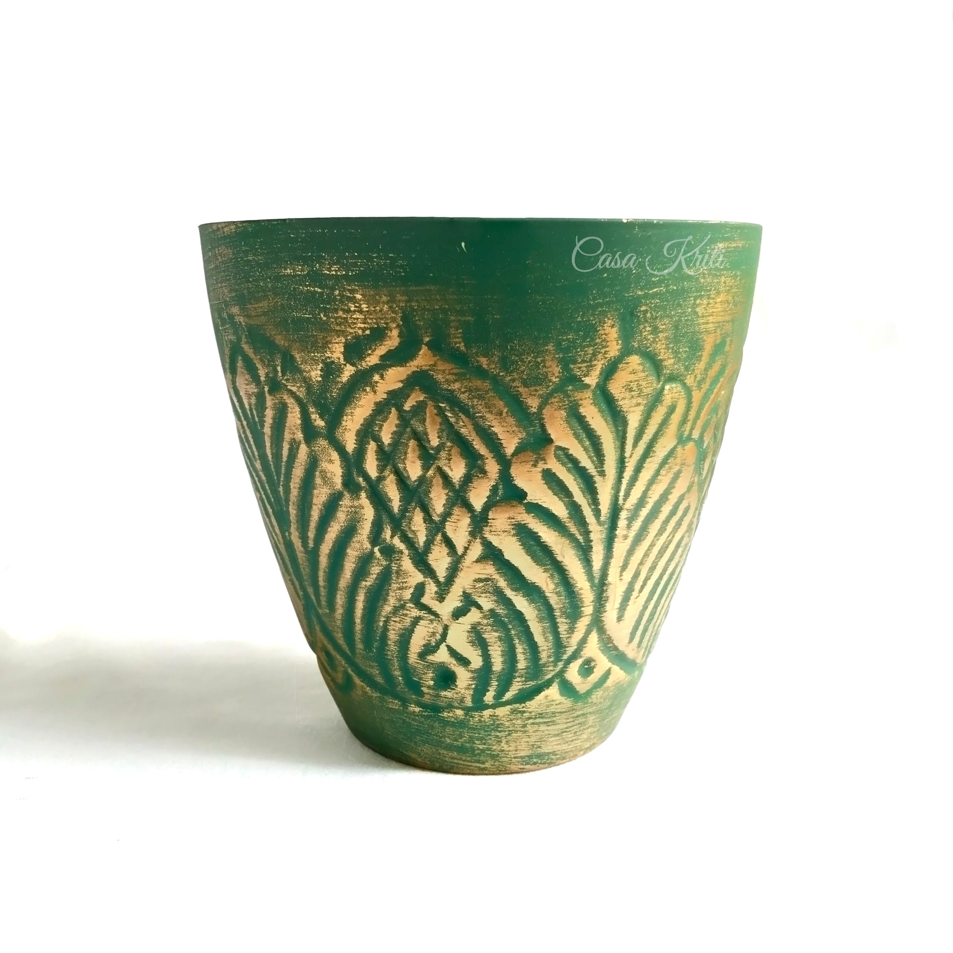 Luxurious Green-Golden Decorative Jar with Lid | Casa Kriti