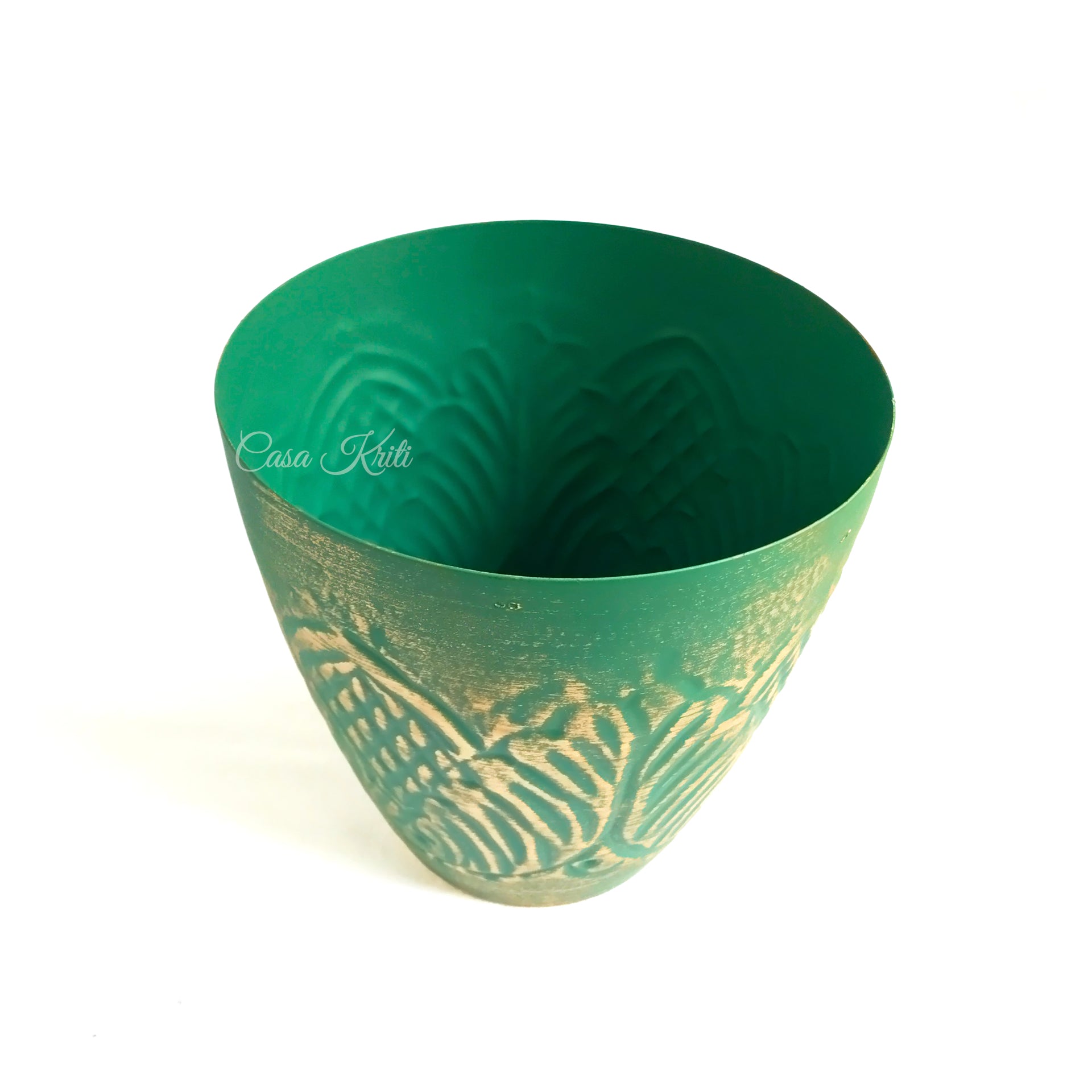 Luxurious Green-Golden Decorative Jar with Lid | Casa Kriti
