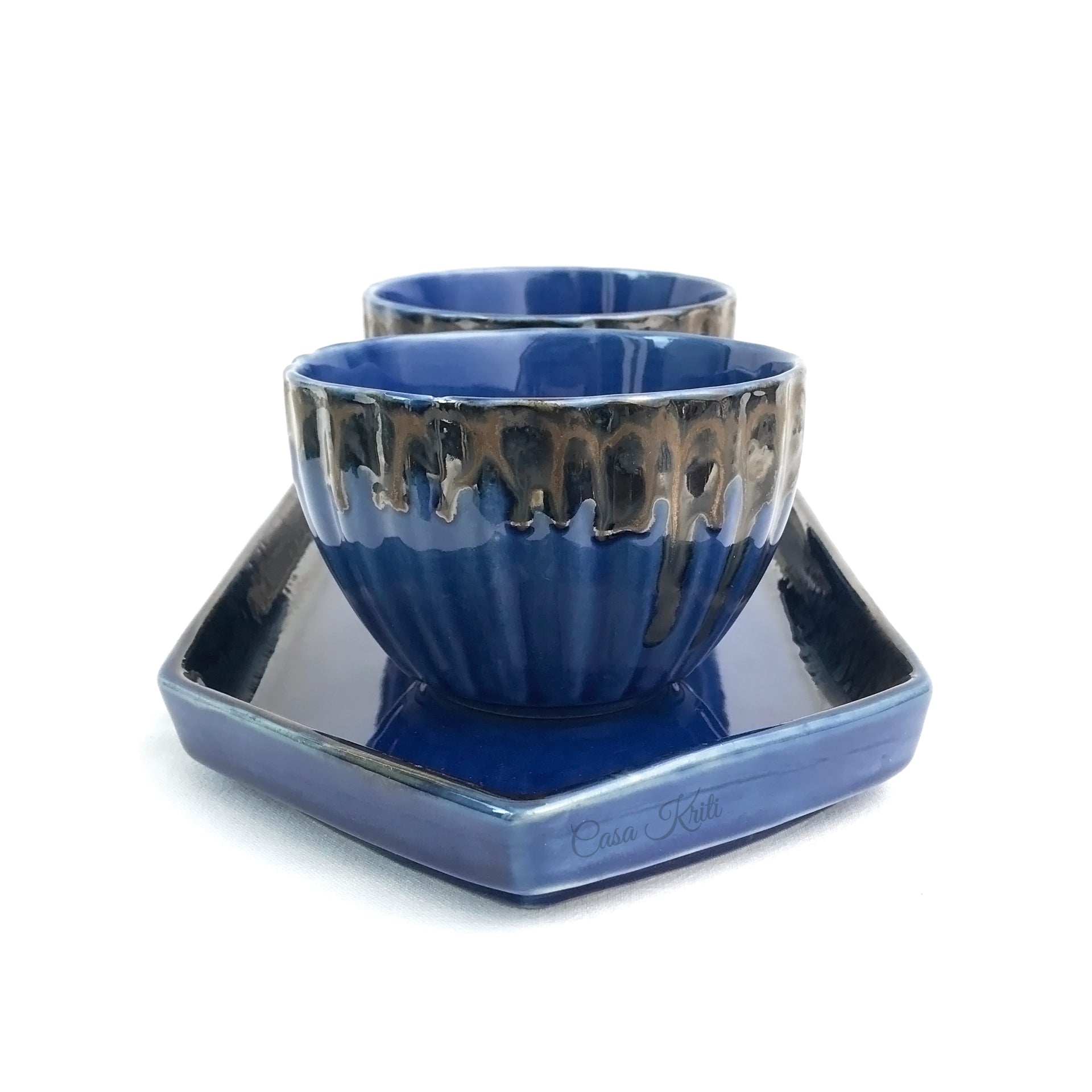 Blue Ceramic Tray with Bowls | Casa Kriti
