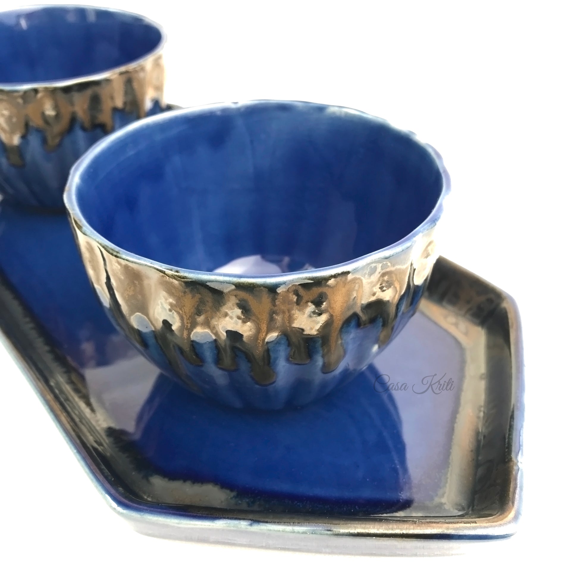 Blue Ceramic Tray with Bowls | Casa Kriti