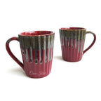 Metallic Red Ceramic Coffee Mug Pair | Casa Kriti