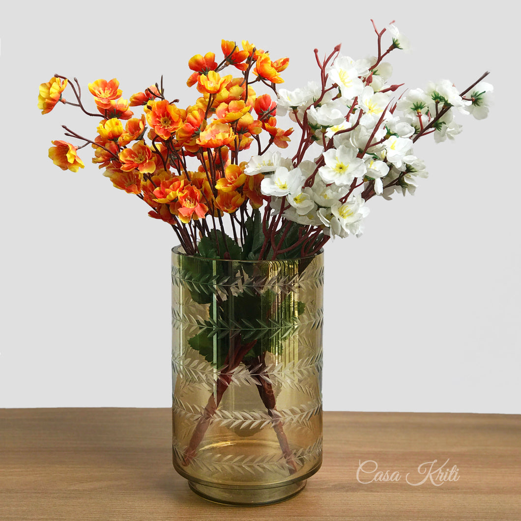 Mild Brown Cylindrical Glass Vase | Casa Kriti