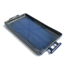 Load image into Gallery viewer, Striped Blue Ceramic Serving Tray | Casa Kriti
