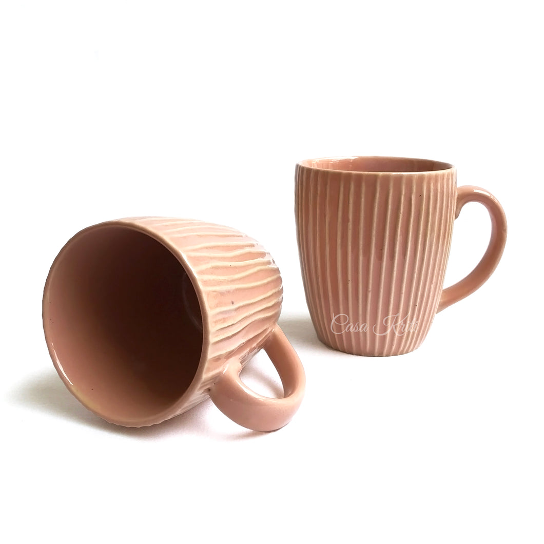 Pink Ceramic Coffee Mug Pair | Casa Kriti