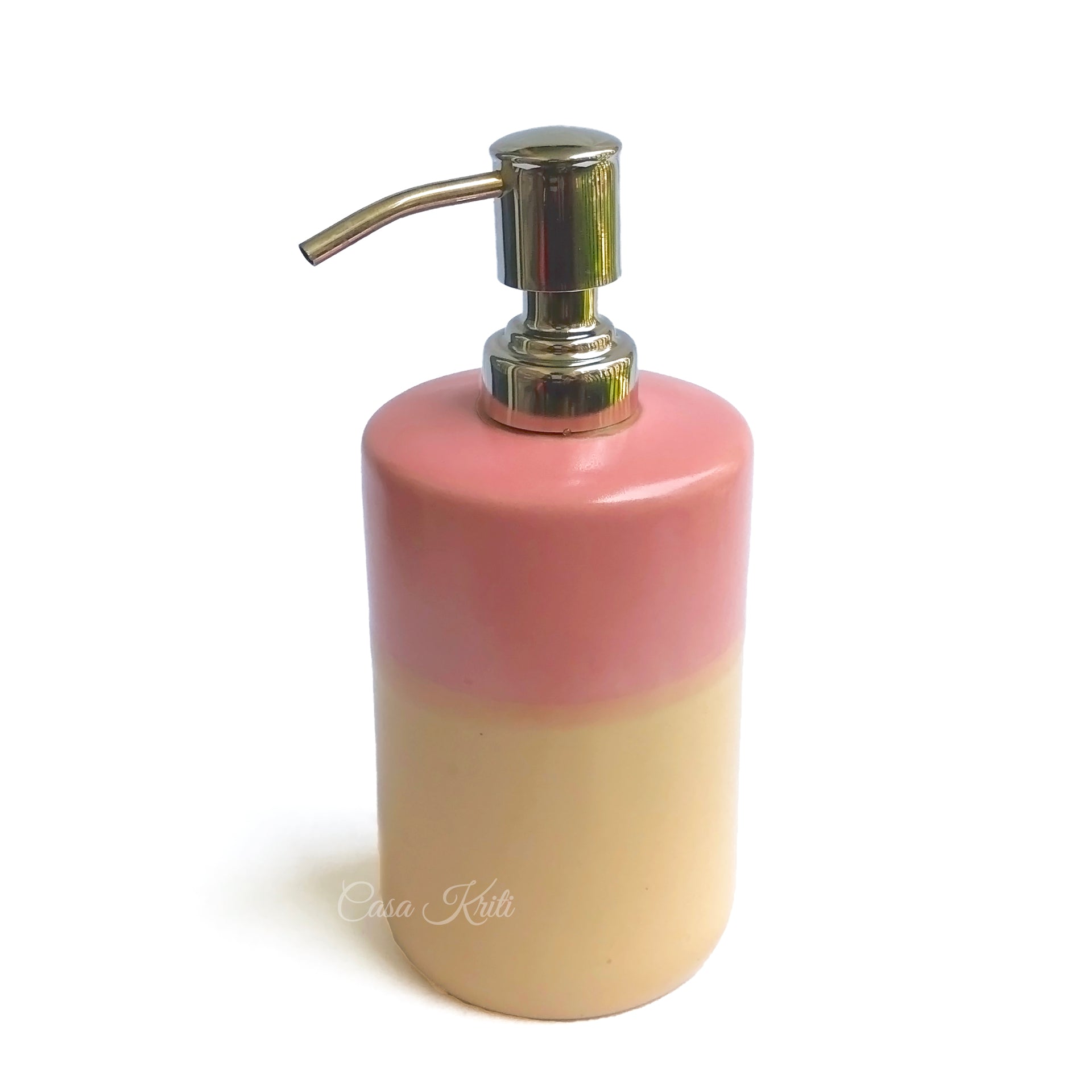 Dual-Tone Pink and Yellow Ceramic Bathroom Set of 3 | Casa Kriti