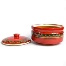 Load image into Gallery viewer, Red Ceramic Serving Bowl with Lid | Casa Kriti
