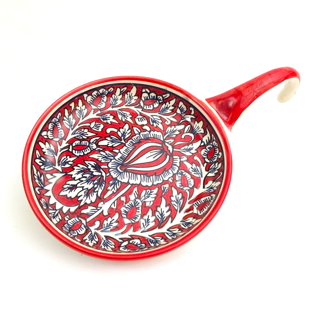Red Serving Plate with Kalamkari Design | Casa Kriti