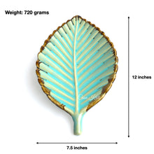 Load image into Gallery viewer, Turquoise Leaf Ceramic Serving Platter by Casa Kriti

