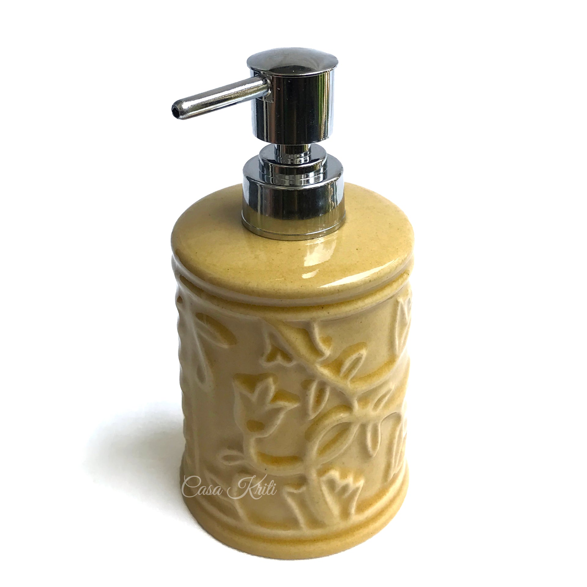 Yellow Floral Ceramic Bathroom Set of 3 | Casa Kriti