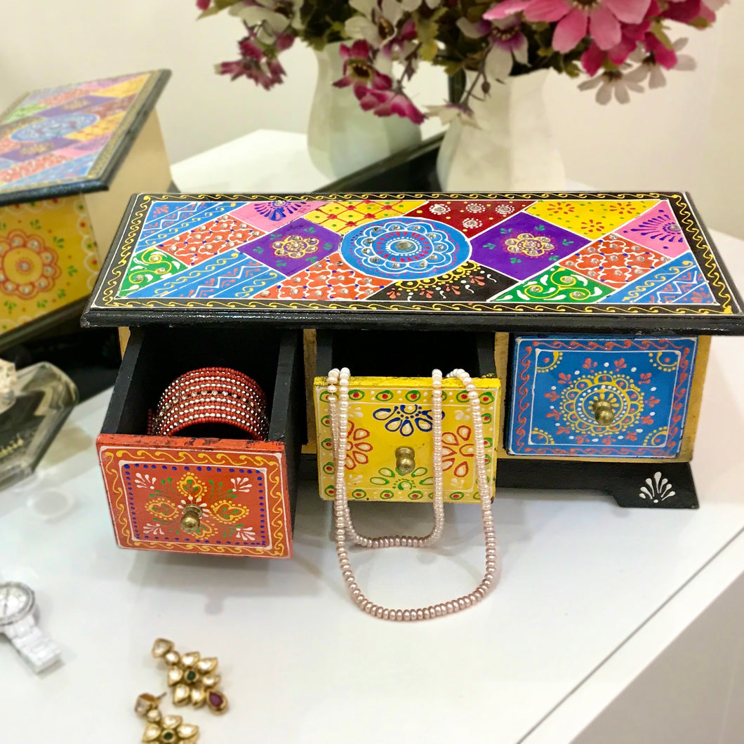 3 Drawer Traditional Jewellery Box | Casa Kriti